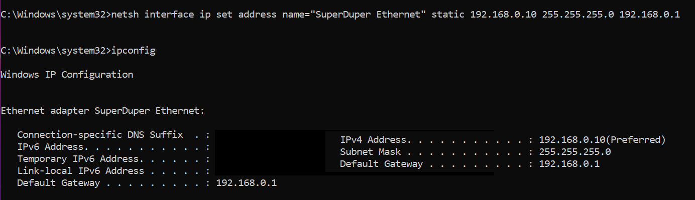 You can also use name= at the start of the interface name to specify it in the command.